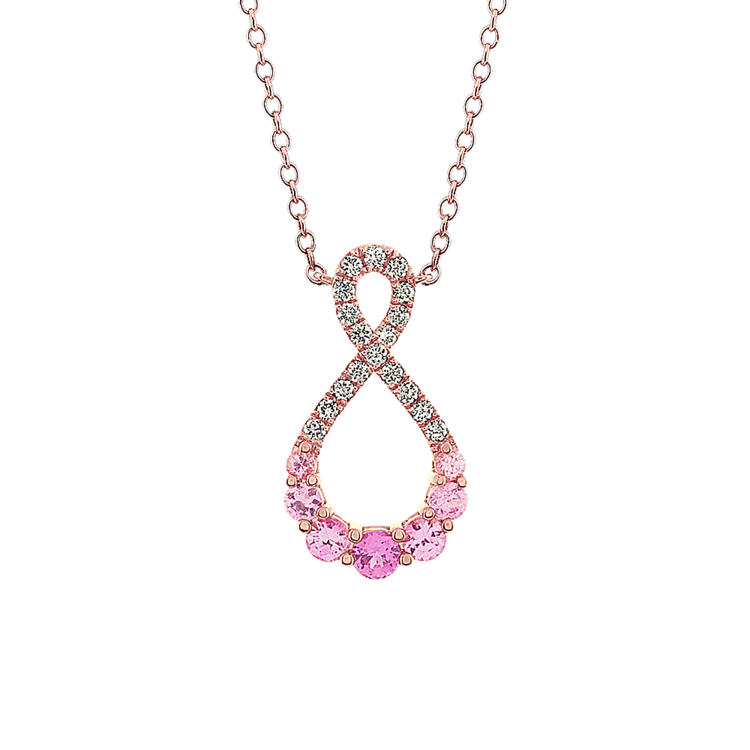 Infinity Diamond and Pink Sapphire Pendant (18 in)