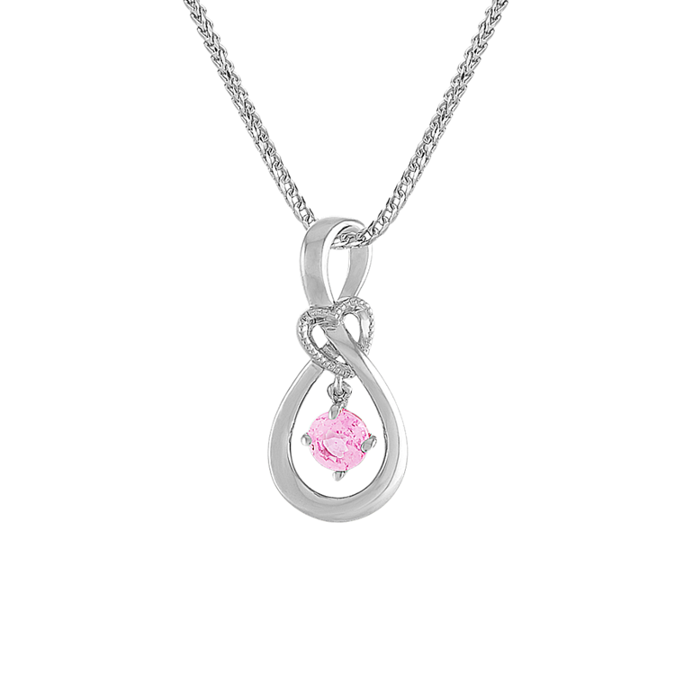 Infinity Pink Natural Sapphire Heart Pendant (22 in)