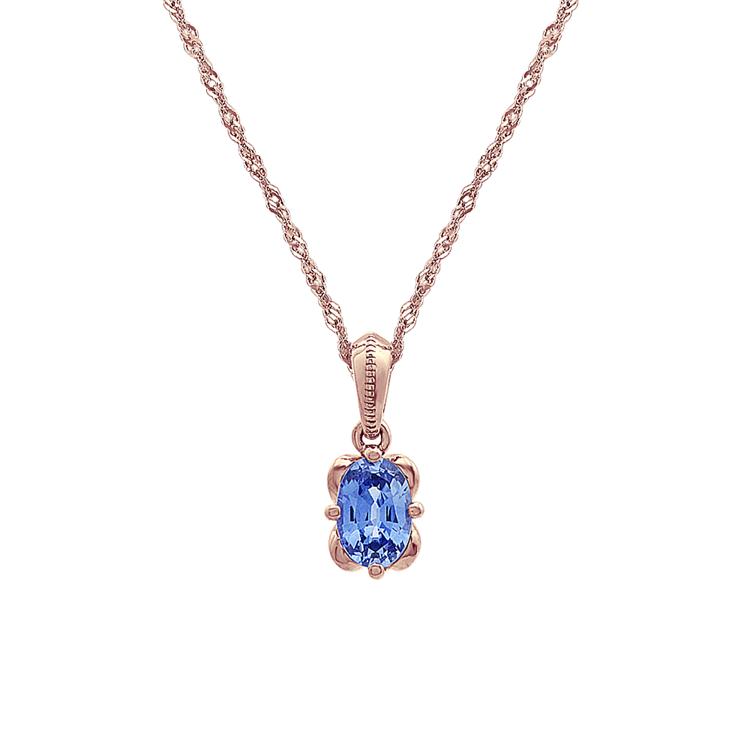 Kentucky Blue Natural Sapphire Pendant in 14k Rose Gold (20 in)