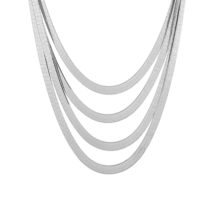Layered Herringbone Chain in Sterling Silver (16 in)
