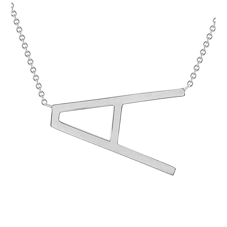Letter A Necklace in Sterling Silver (20 in)