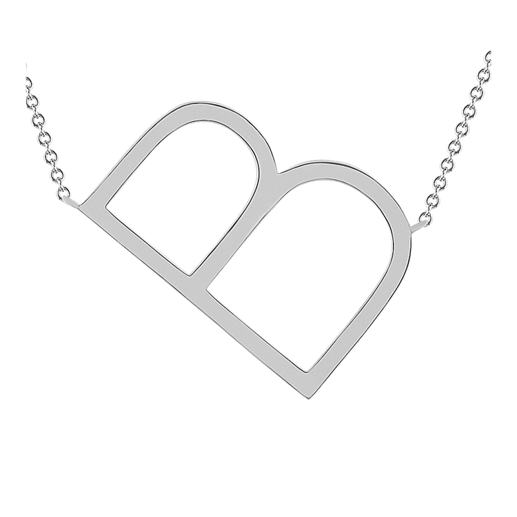 Letter B Necklace in Sterling Silver (20 in)