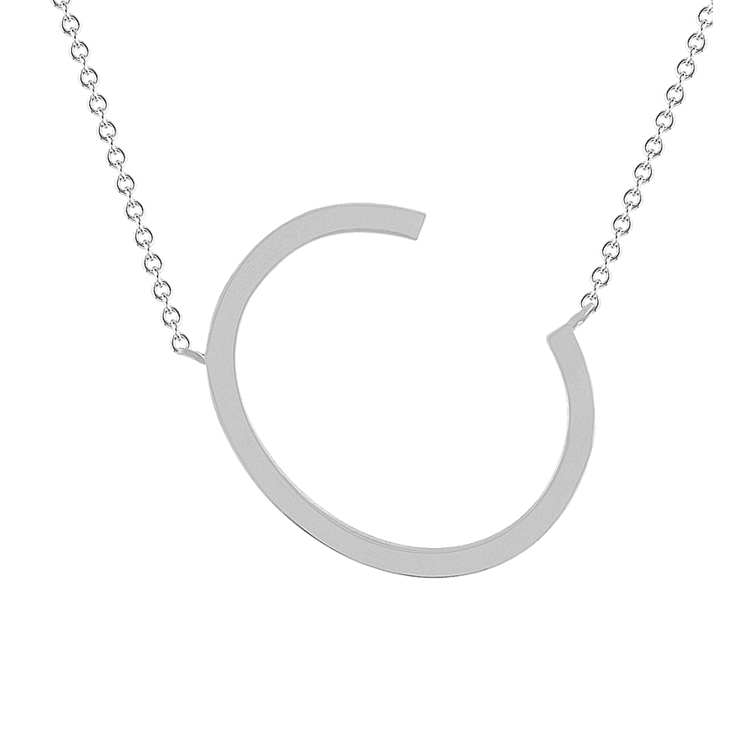 Letter C Necklace in Sterling Silver (20 in)