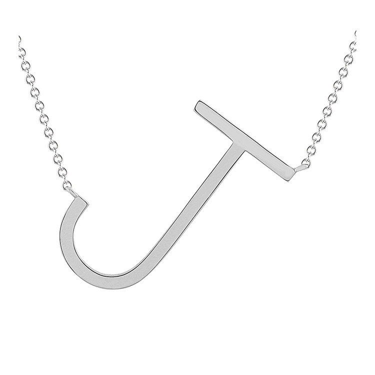 Letter J Necklace in Sterling Silver (20 in)