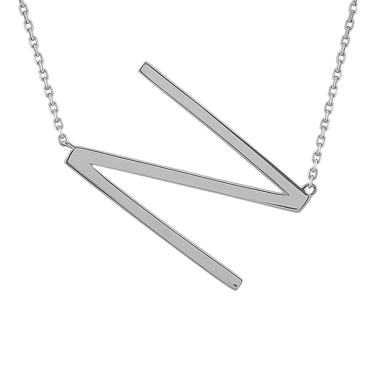 Letter N Necklace in Sterling Silver (20 in)