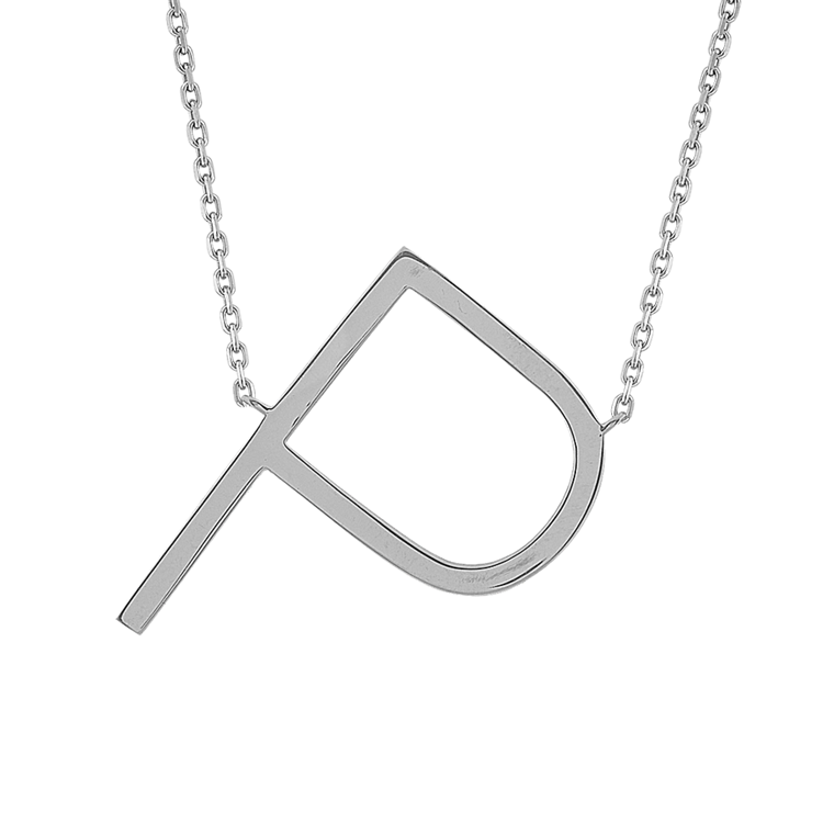 Letter P Necklace in Sterling Silver (20 in)