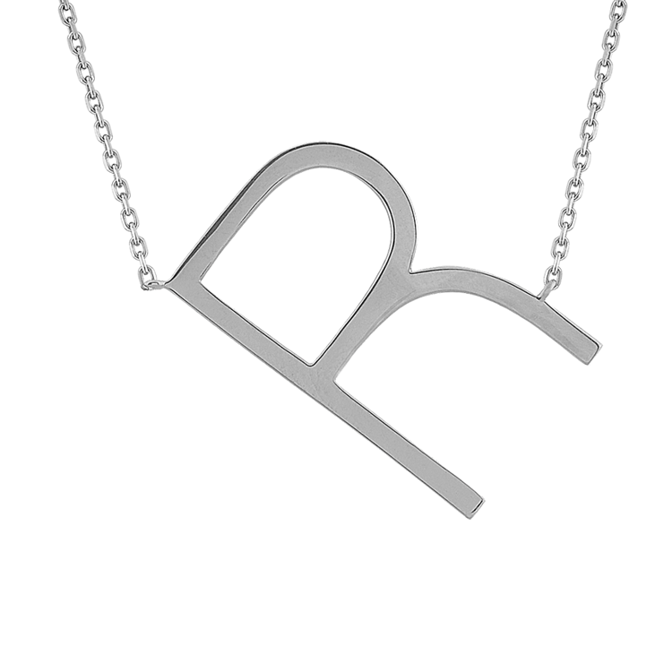 Letter R Necklace in Sterling Silver (20 in)
