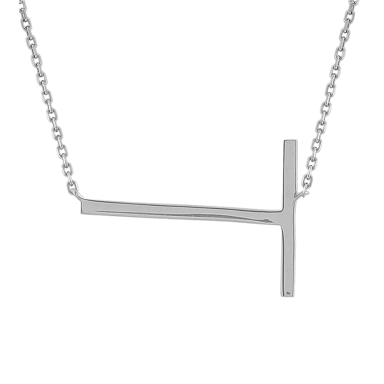 Letter T Necklace in Sterling Silver (20 in)