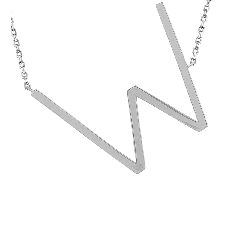 Letter W Necklace in Sterling Silver (20 in)