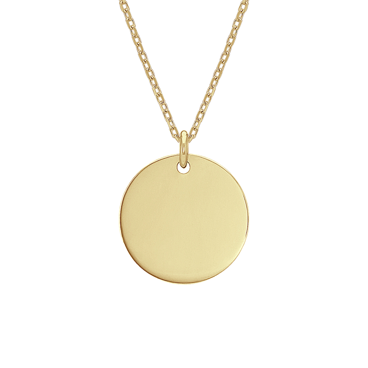 Linden Engravable Disk Pendant in 14K Yellow Gold (20 in)