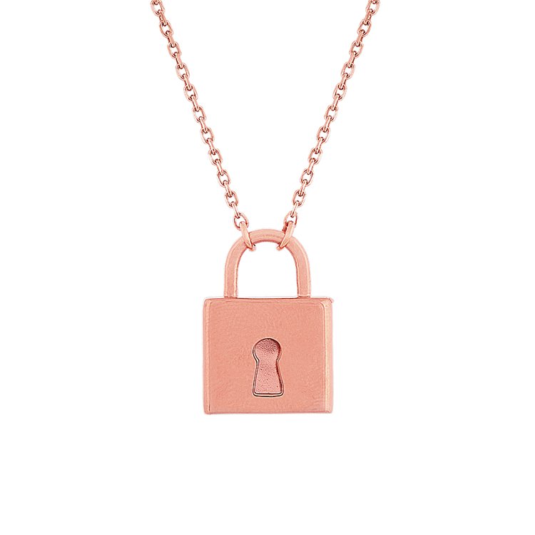Lock Necklace in 14k Rose Gold (18 in)