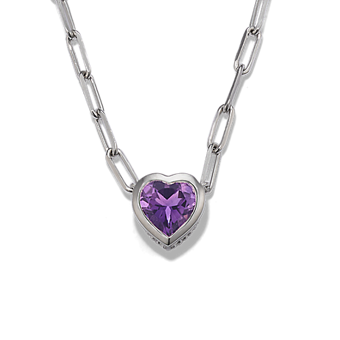 Lucile Garnet Heart Pendant in Sterling Silver (22