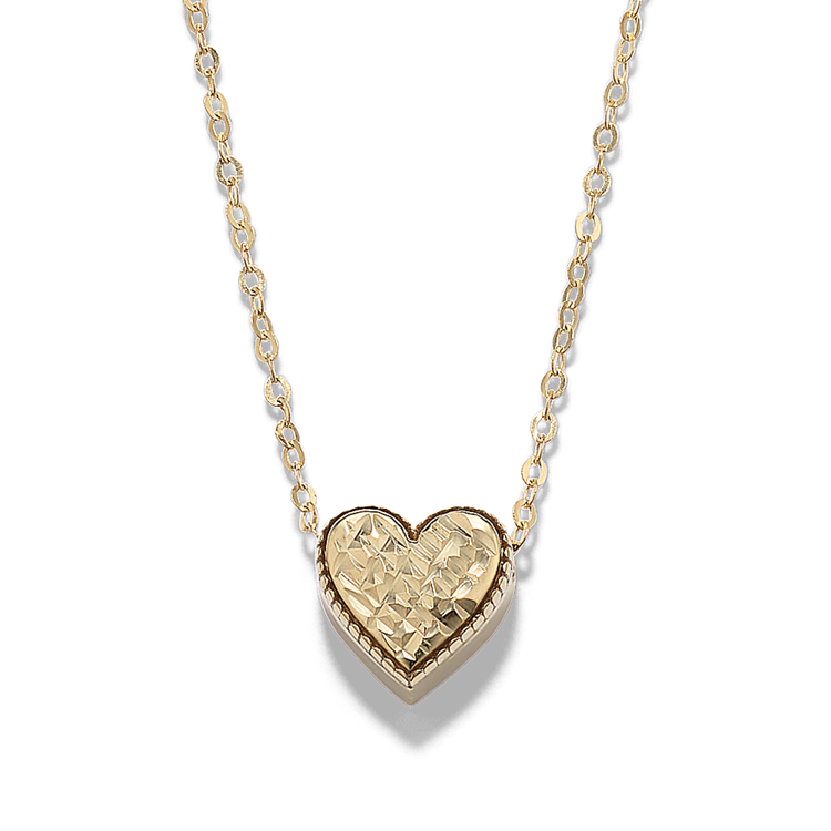 Marzipan Textured Heart Necklace in 14K Yellow Gold (18 in)