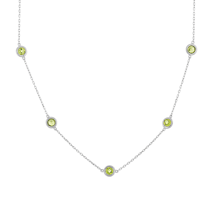 Mina Bezel-Set Natural Peridot Necklace in Sterling Silver (20 in)
