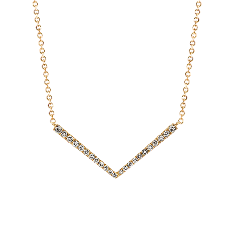 Napoli Natural Diamond V Bar Necklace in 14k Yellow Gold (18 in)
