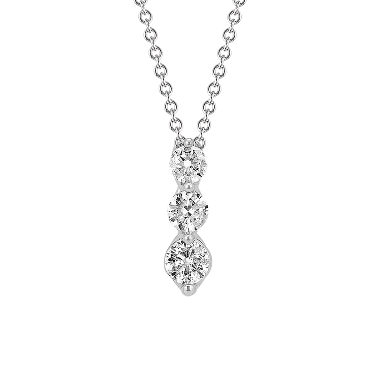 Niagara Three-Stone Natural Diamond Pendant in 14K White Gold (22 in)