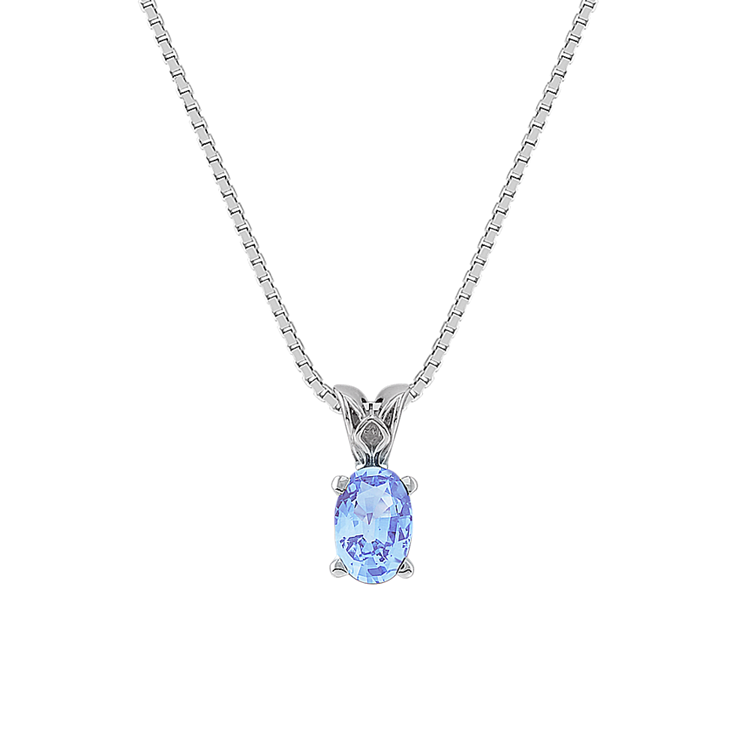 Oval Ice Blue Natural Sapphire Pendant (18 in)