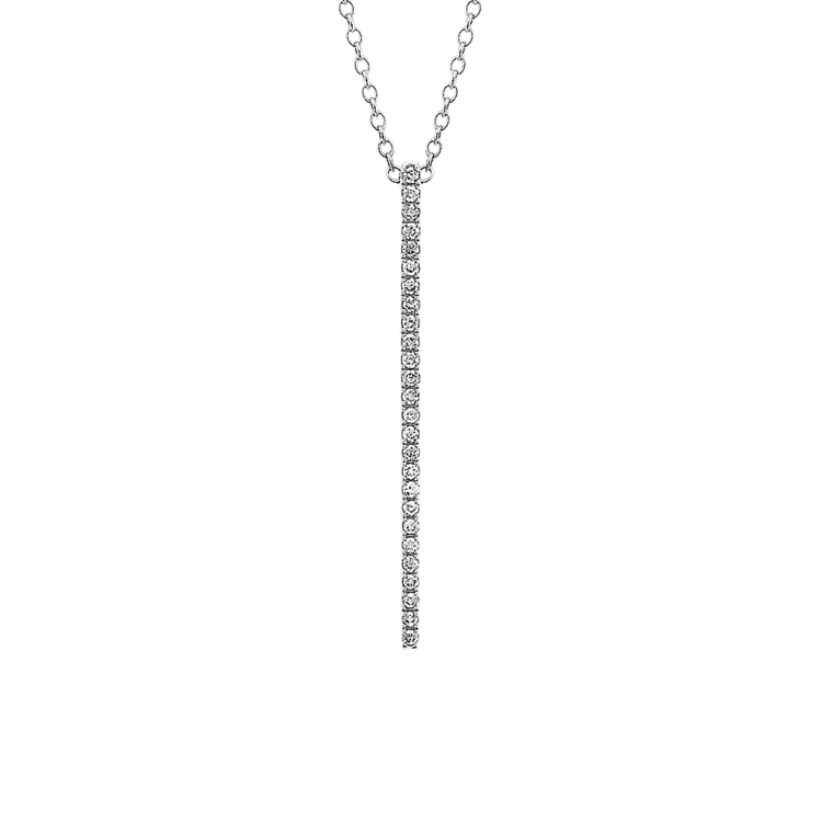 Cosima Natural Diamond Bar Pendant in 14K White Gold (24 in)