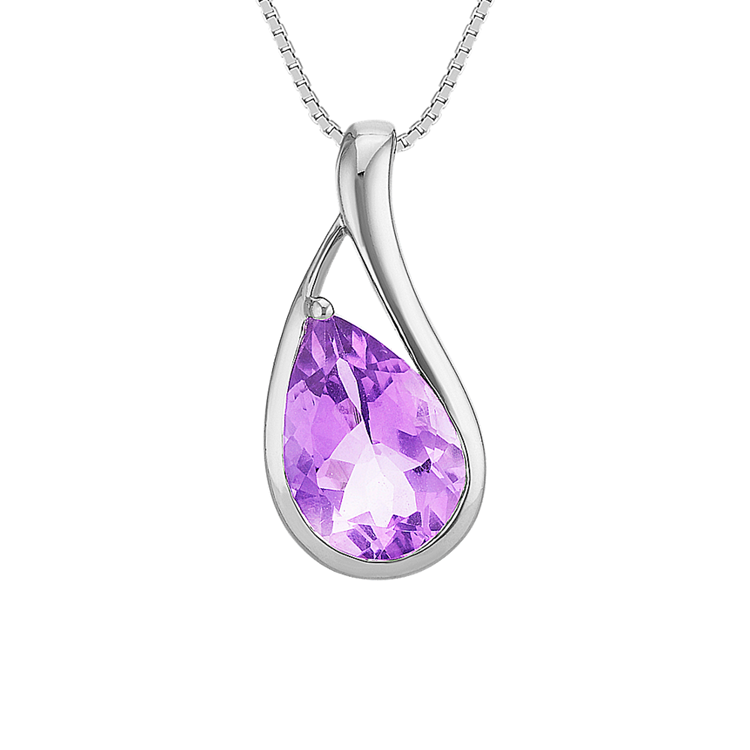 Pear Shaped Natural Amethyst Pendant (20 in)