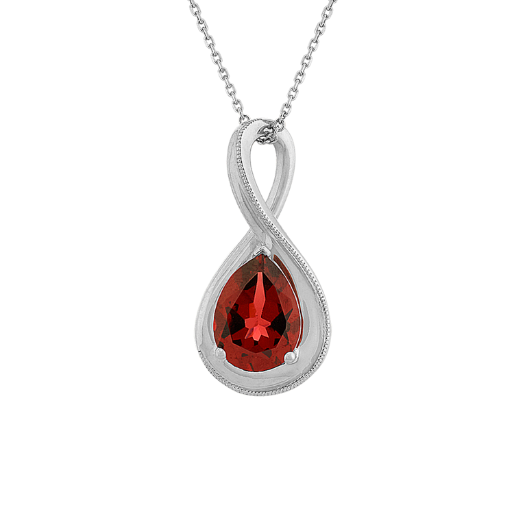 Sequoia Natural Garnet Infinity Pendant in Sterling Silver (22 in)