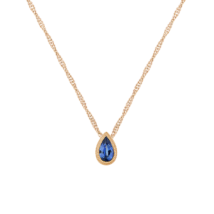 Copenhagen Traditional Blue Natural Sapphire Pendant in 14K Yellow Gold (20 in)