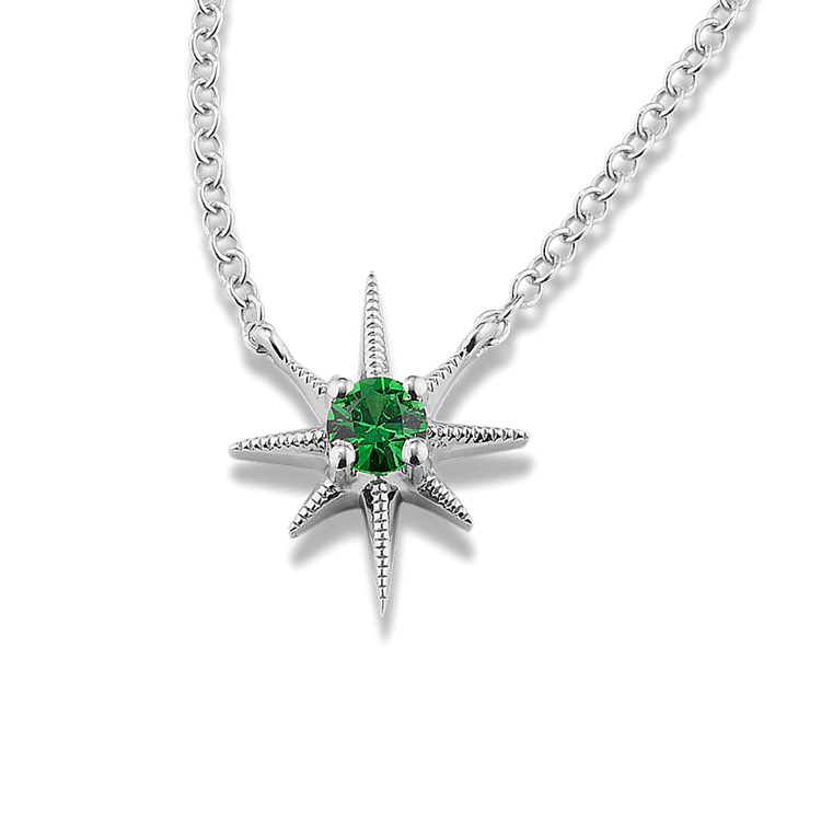 Pick-Your-Gemstone Star Necklace in 14k White Gold (20 in)