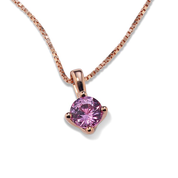 Pink Natural Sapphire Pendant in 14K Rose Gold (18 in)