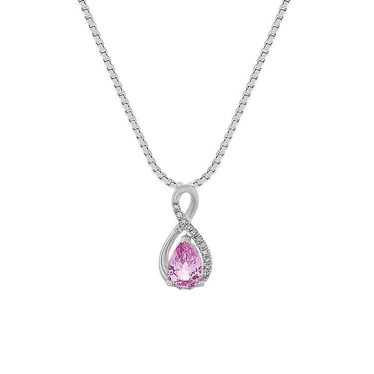 Pink Natural Sapphire and Natural Diamond Infinity Pendant (18 in)