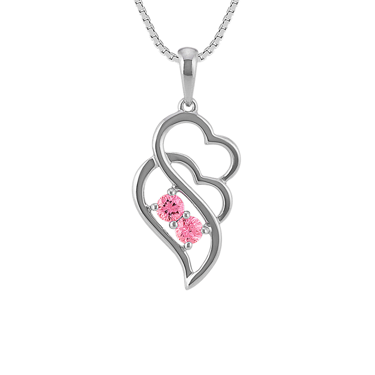 Pink Natural Sapphire Heart Pendant in Sterling Silver (20 in)