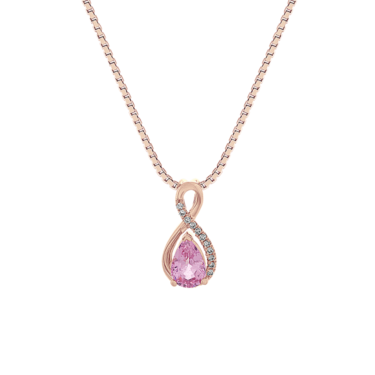 Pink Sapphire and Diamond Infinity Pendant in 14k Rose Gold (18 in)