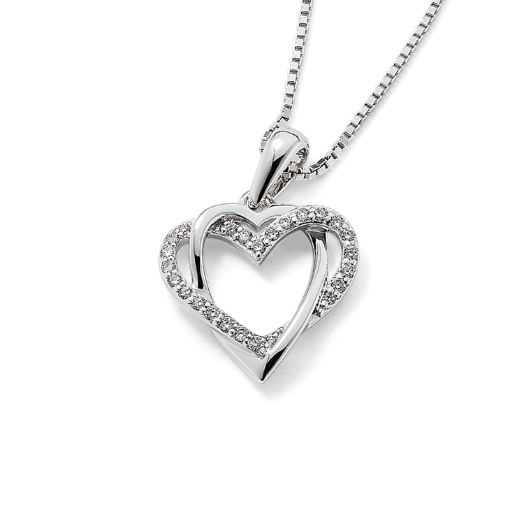 Rosie Natural Diamond Heart Pendant in Sterling Silver (18 in)