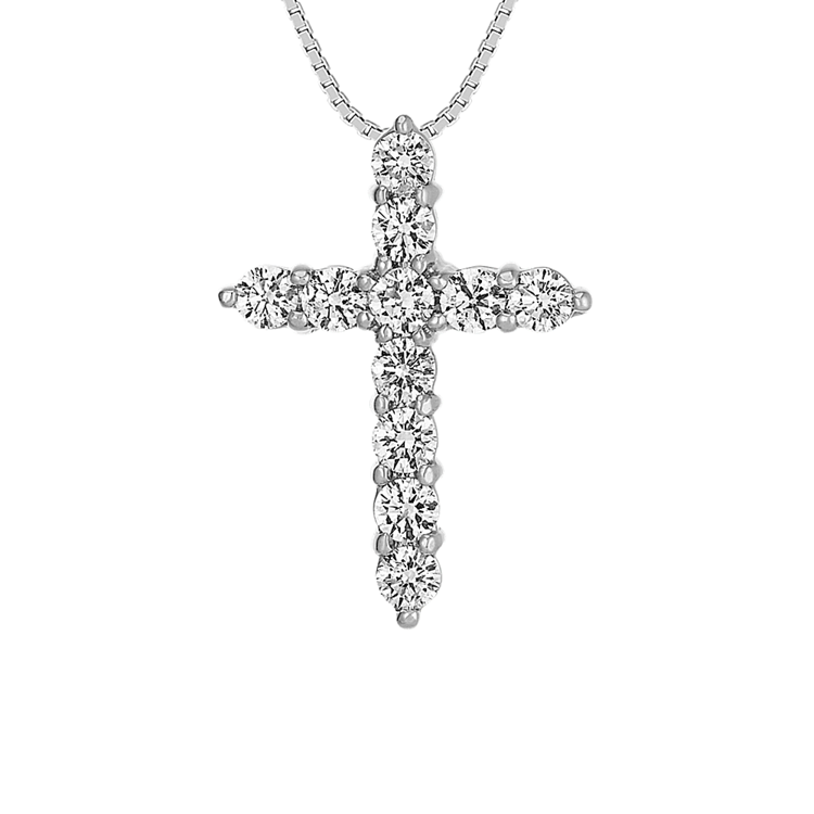 Natural Diamond Cross Pendant (18 in)