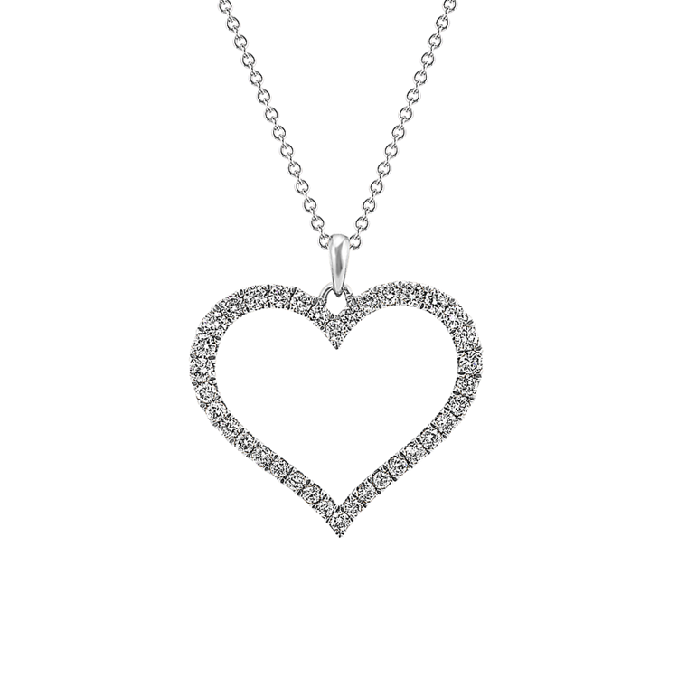 Round Natural Diamond Heart Pendant (22 in.)