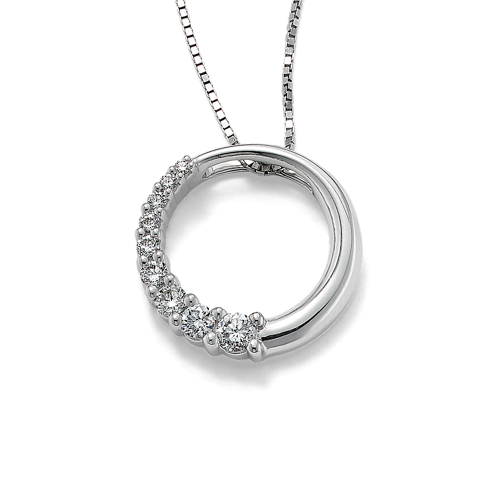 Couronne Diamond Journey Circle Pendant in 14K White Gold (18 in)