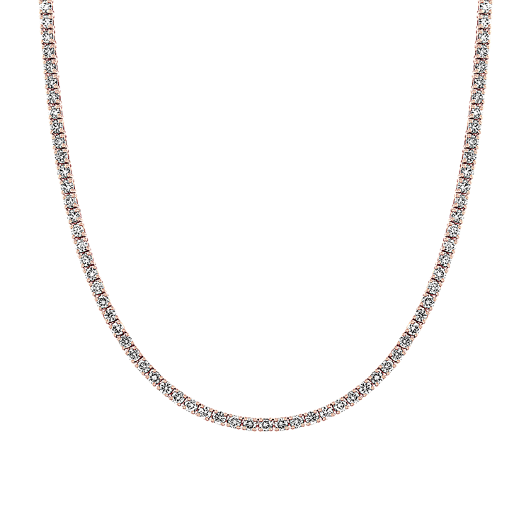 Amara Natural Diamond Tennis Necklace in 14K Rose Gold (18 in)