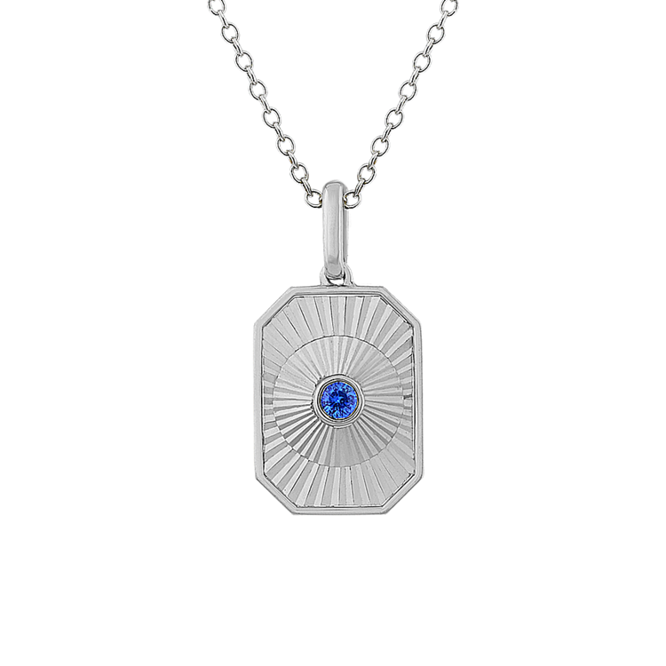 Round Kentucky Blue Natural Sapphire Fluted Pendant (22 in)