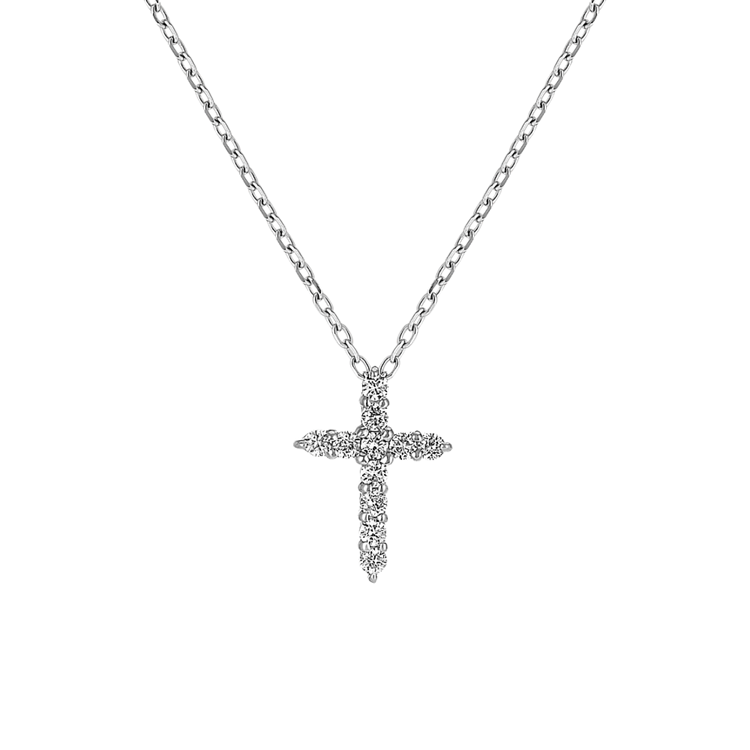 Round Natural Diamond Cross Pendant (18 in)