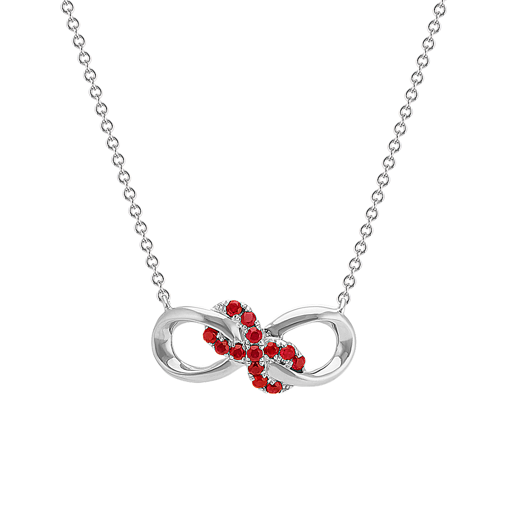 Holland Ruby Infinity Necklace in Sterling Silver (18 in)