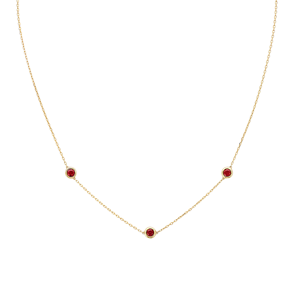 Ruby Station Necklace in 14K Yellow Gold (18 in)