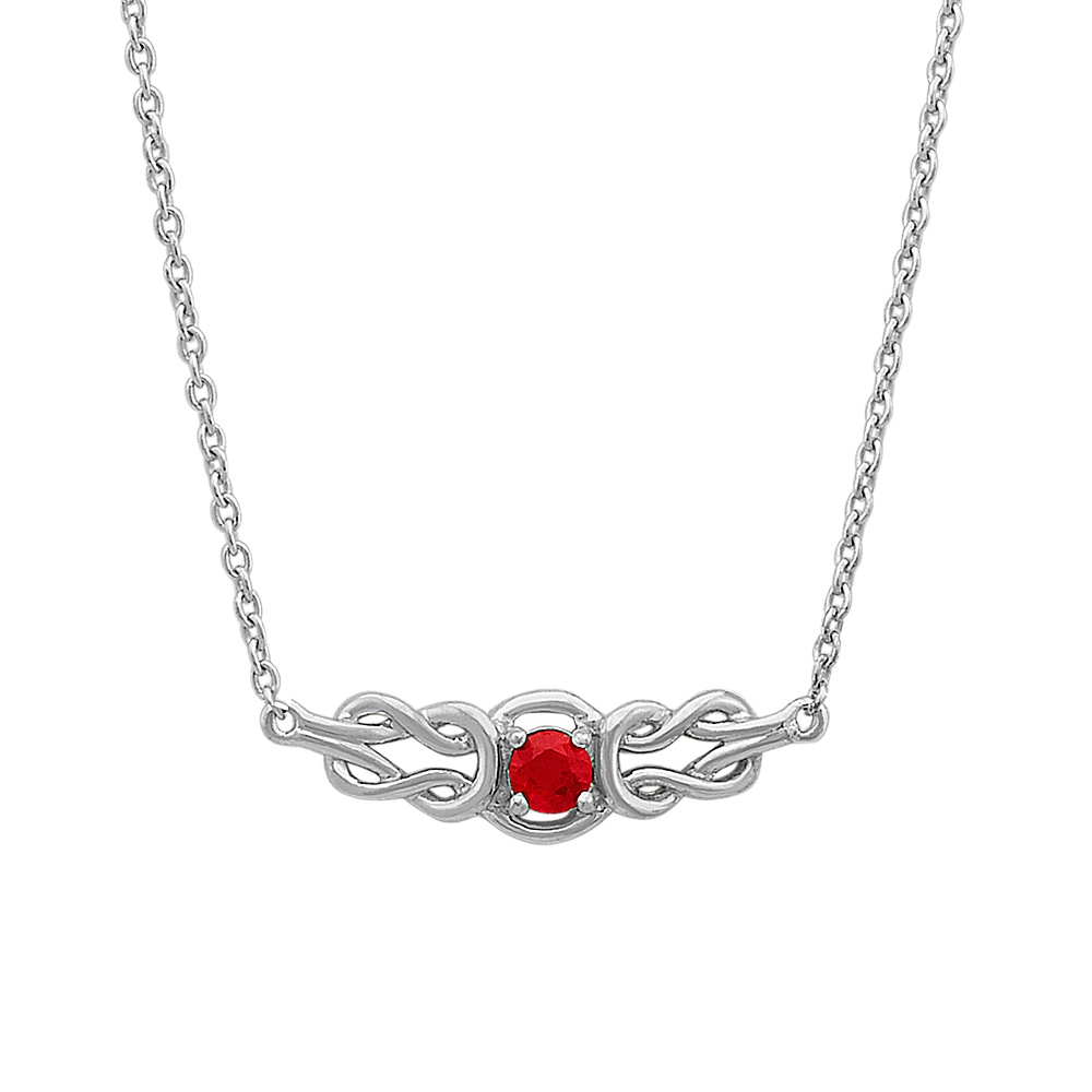 Round Ruby Vintage Necklace (18 in)