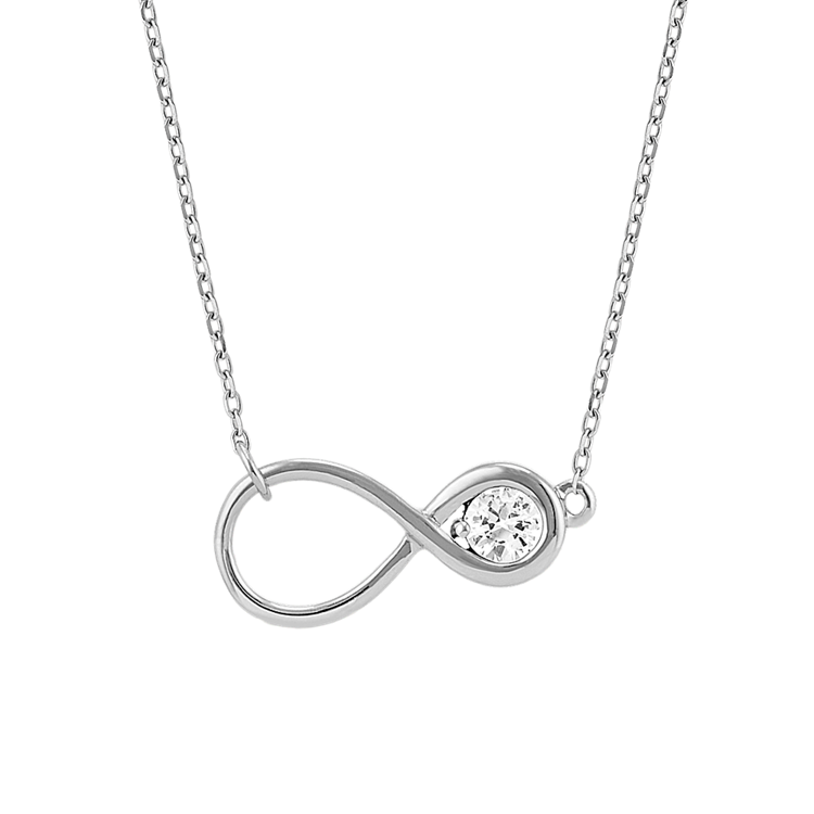Round White Natural Sapphire Infinity Necklace (18 in)