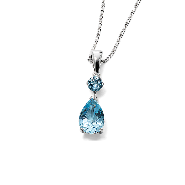 Somerset Natural Sky Blue Topaz Pendant in Sterling Silver (22 in)