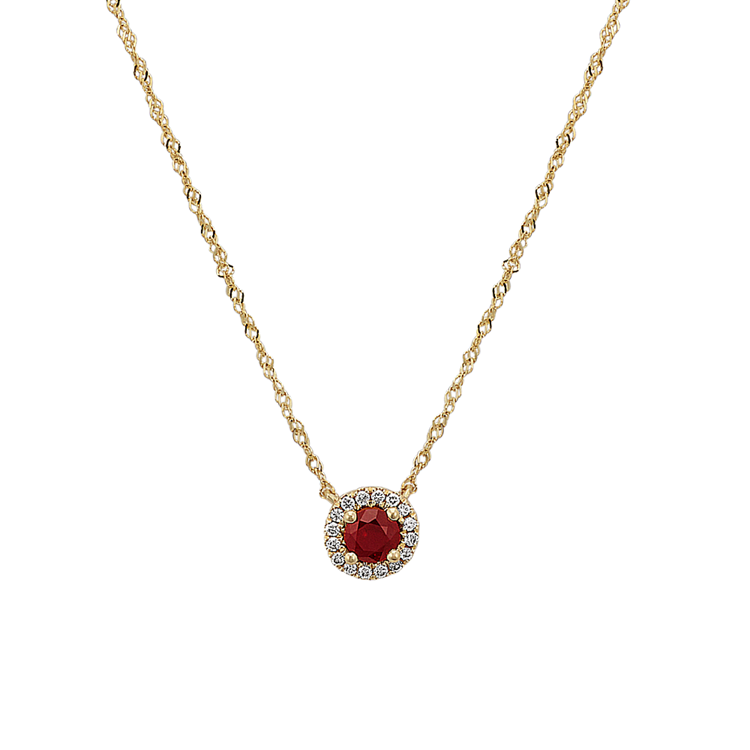 Prue Natural Ruby and Natural Diamond Necklace in 14K Yellow Gold (18 in)