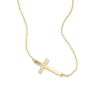 14K White Gold Sideways Cross Necklace | Shane Co.