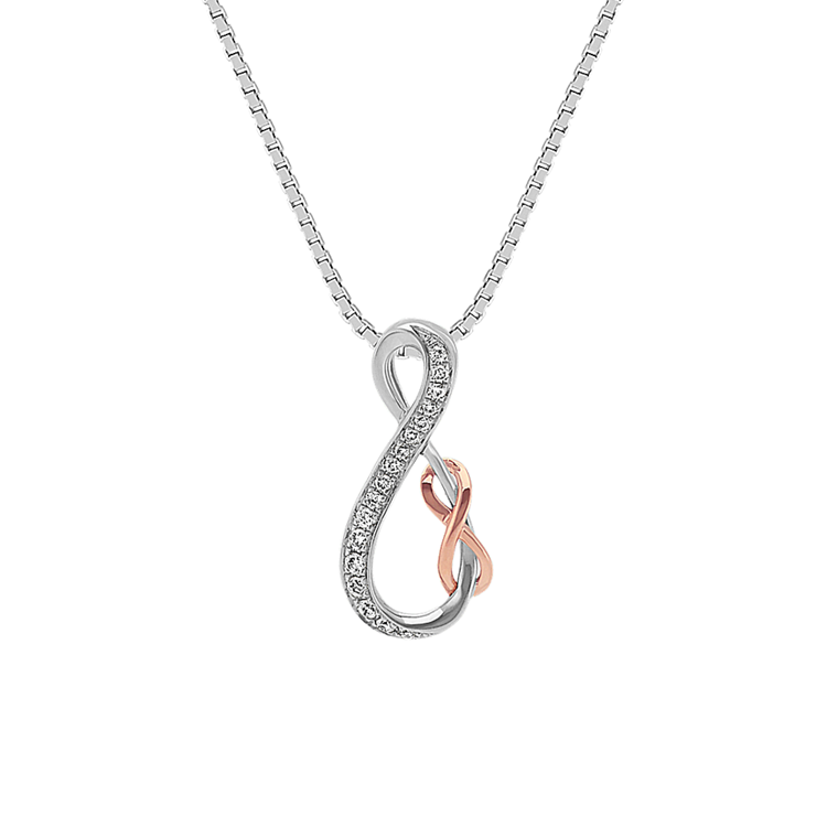 Swirl Infinity Diamond Pendant in 14k White and Rose Gold (18 in)