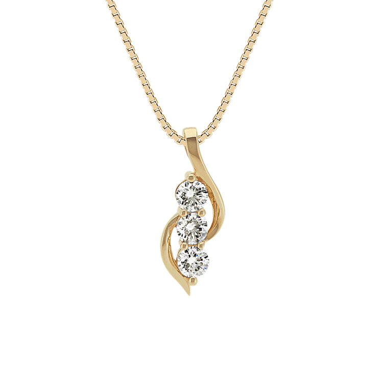 Eliza Swirling Three-Stone Natural Diamond Pendant in 14K Yellow Gold (18 in)