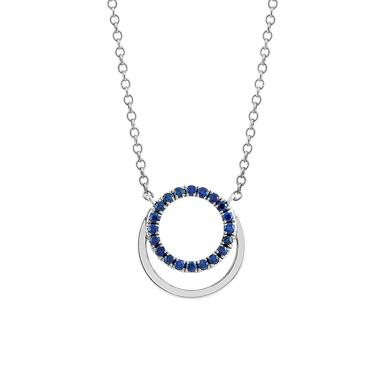 Traditional Blue Natural Sapphire Circle Pendant (18 in)