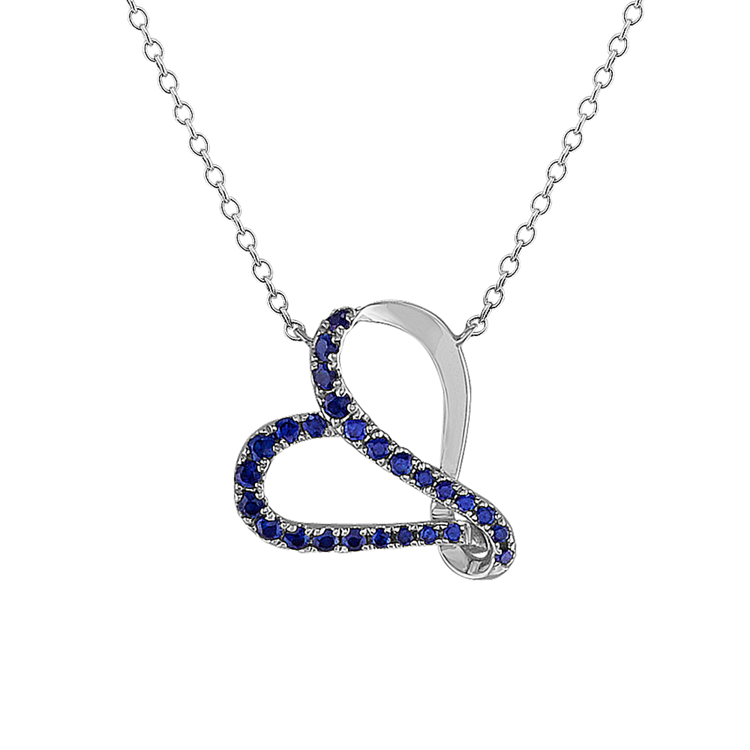 Traditional Blue Natural Sapphire Infinity Heart Necklace (18 in)