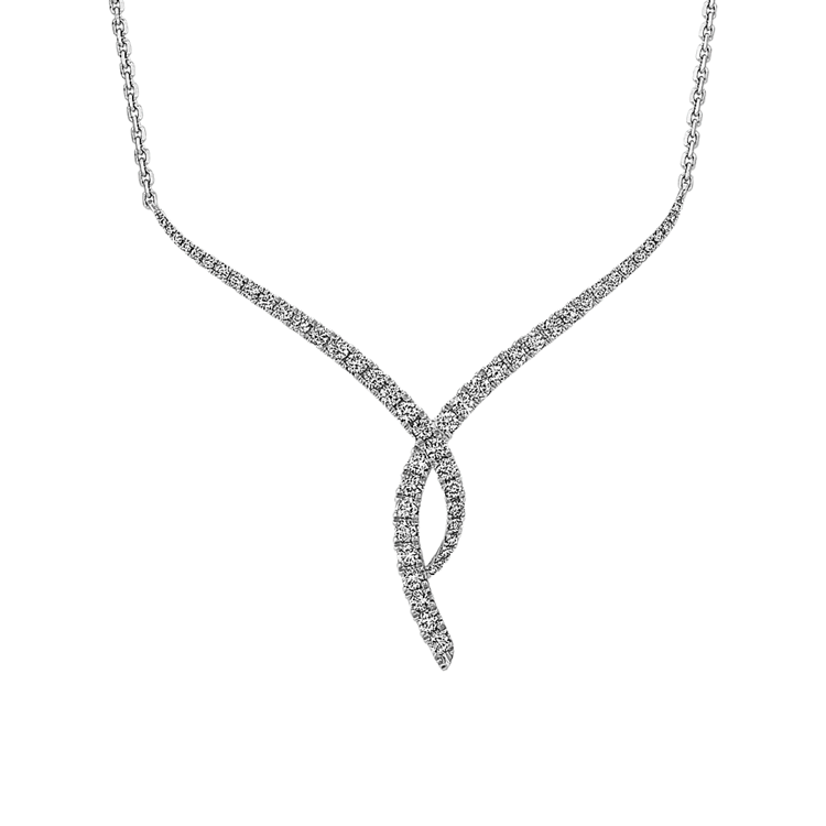Canon Twist Natural Diamond Necklace in 14K White Gold (18 in)