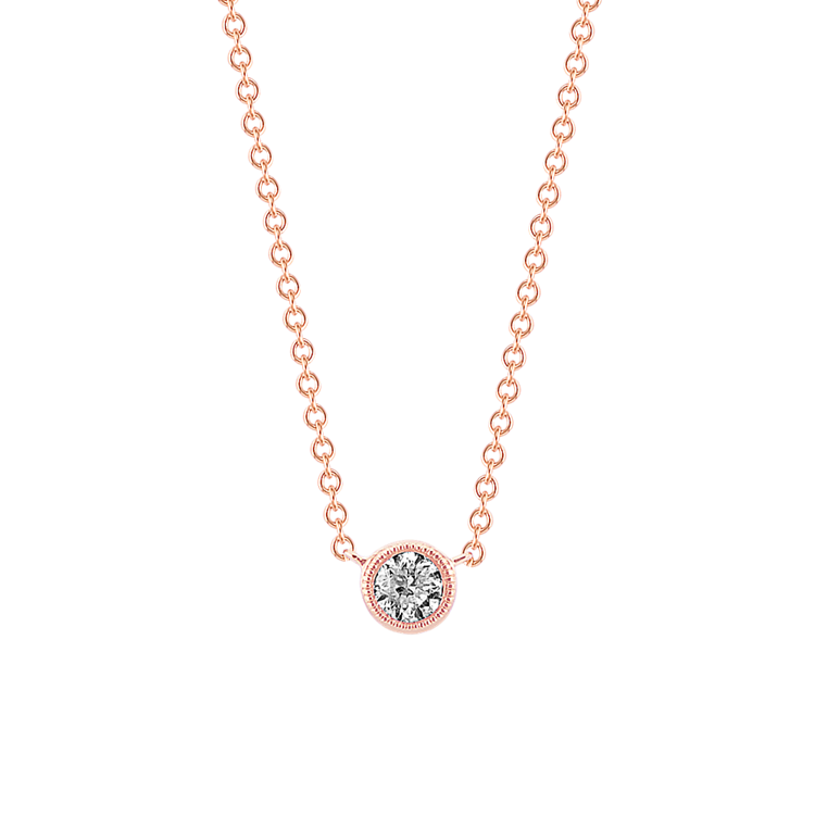 Vespera Vintage Bezel-Set Natural Diamond Necklace in 14K Rose Gold (18 in)